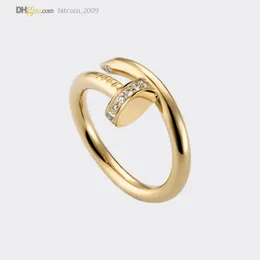 Nagelring, Designer-Ring, Liebhaber, klassischer Diamant-Bandring, luxuriöser Schmuck, Titanstahl, vergoldet, verblasst nicht, nicht allergisch, Gold, Silber, Roségold, Weihnachtsgeschenk