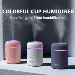 Bärbar 300 ml kopp luftfuktare USB aroma bil diffusor cool mist maker luft skrivbord ultraljud luftfuktare renare med färgglada ljus