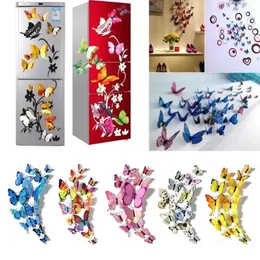 12pcs/Lot 3D Butterfly Wall Sticker PVC محاكاة مجسمة الفراشة الجدارية