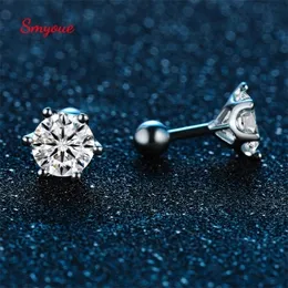 Stud Smyoue 022ct trådskruvstänger örhängen för kvinnor D färglöst test passerade lab Created Diamond Earring S925 Silver 221104