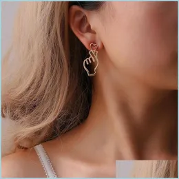 Stud Stud Hollow Design Gold Color Hand Hj￤rth￤ngen f￶r kvinnor Personlighet Fashion Ear Cuff Piercing Earring Party Gift Drop Deliv DHTPI