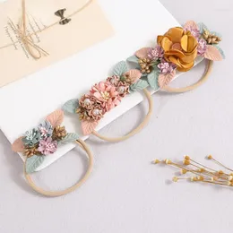 Hair Accessories Born Head Flower Baby Girls Hairbands Pearl Headband Infant Girl Nylon Elastic Bands Artificial Floral Soft