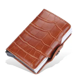 Brieftaschen Männer Brieftasche Kartenhalter 12 Karten RFID Brieftasche Odile Muster Business Aluminiumlegierung Pop Up Smart Wallet Halter T221104