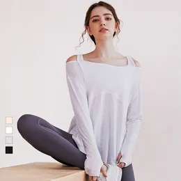 Roubas de ioga camisas de manga comprida para mulheres esportes soltos tee top de ginástica de ginástica Wear roupas feminino 221104