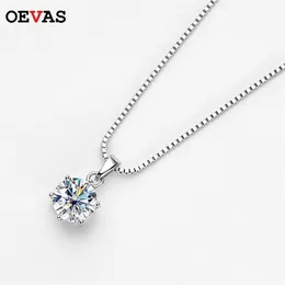 Подвесные ожерелья OEVAS Real D Цветное свадебное ожерелье 100% 925 Серебряное серебряное свадеб