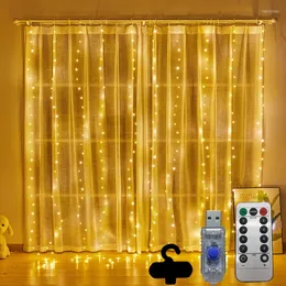 ストリング3mフェアリーライトガーランドカーテンクリスマス装飾LEDストリングランプ銅線USBホームベッドルームルームの結婚式の装飾用の屋外屋外