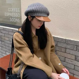 Hats Women Winter Warm Octagonal Hat Windproof Personality Knitted Peaked Cap Lady Sister Outdoor Streetwear Artist Beret