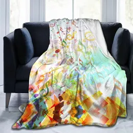 Blankets Flannel Blanket Abstract Shattered Music Notes Soft Thin Fleece Bedspread Cover For Bed Sofa Home Decor Dropship