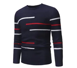 Sweater de suéter listrado de Rand masculino zíper casual zíper do pescoço novo de inverno Moda Sweter quente para saltador