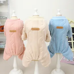 Dog Apparel Plush Sweater Autumn Winter Jumpsuits Small Clothes Puppy Pajamas Warm Sweatshirt Solid Color Shirt Leisure Wear Poodle Pug