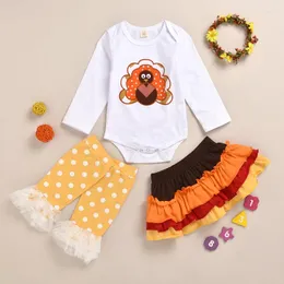 Giyim Setleri 2022 Sonbahar Bebek Kız Takım Yarım Etek Seti Şükran Günü Giyin Kostüm 3 Parçalı Çocuklar Uzun Kollu