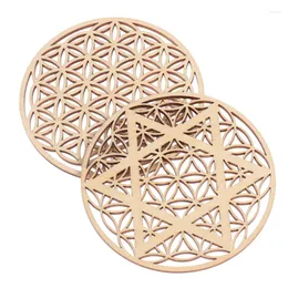 Table Mats 1PC Creative Chakra Pattern Cup Mat Wood Flower Of Life Natural Symbol Round Nordic Style Home Decoration Accessories