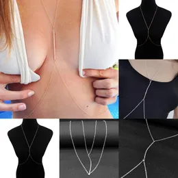 Charming Sexy Body Chain Necklace Gold Elegant Summer Crystal Rhinestone Crossover Waist Belly Chains Body Beach Boho Jewelry