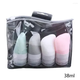 Lagringsflaskor 4 st/set 38/60/90 ml Travel Portable Silicone tom läckage Proof Squeezable Refillable Tubes Shampoo Lotion Shower Gel Cont