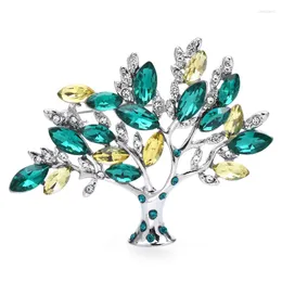 Brosches Wulibaby Rhinestone Tree for Women Men 3-Color Vintage Fortune Lucky Party Office Brooch Pin Presents