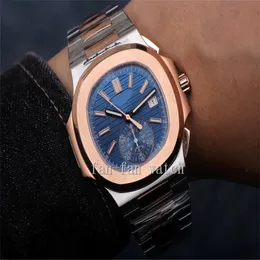 Relógio masculino de alta qualidade de alta qualidade 40,5 mm Nautilus 5980 Dial preto Cronógrafo Trabalhando Cal.7750 CH 28-520 C MOVIMENTO MECÂNICO AUTO