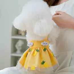 Vestido de cachorro primavera no verão gato vestido de princesa fresco estilo nuvem morango de abacaxi saias de animais de estimação cachorros cães gatos roupas