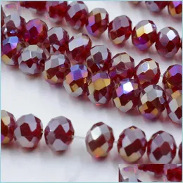 Glass 8Mm Ab Color Crystal Rondelle Beads 4Mm Glass Loose 145Pcs/Lot Diy Natural Stone Spacer 48 Faceted Beading Czech Jewelry Mater Dhh9U