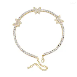 Anklets Lucky Sonny Hiphop Stag Saet łańcuch w kształcie motyla w kształcie motyla z regulowaną bransoletką z kostką tenisową biżuterię wislarza dla kobiet