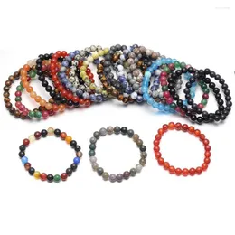 Strand 8mm Pierre Naturelle Perlé Bracelet Pour Hommes Femmes Bijoux Cristal Agates Guérison Yoga Perles Cadeaux Stretch Bracelets