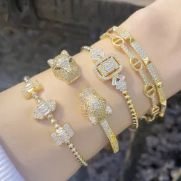 Designer Bangles bracelet for women European and American street hip-hop Cuban bracelets fashion personality leopard head bracelet woman