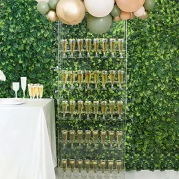 dekoracja bez szklanego kubka 5-poziomowe akrylowe ściany szampana tła-40 szampana flet uchwyt na ścianę stojak na imprezę dekoracje stojaki dekoracje rekwizyty ślubne Imake527