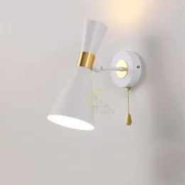 Lâmpadas de parede Lâmpada LED moderna com luzes de instrumento de troca de puxar para a sala de estar de cabeceira de cabeceira de cama de planta para casa decoração