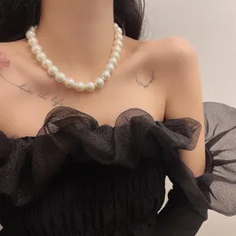 Gargantilla Corea Chic hecho a mano gran perla simulada declaración collar de cuentas fiesta boda joyería