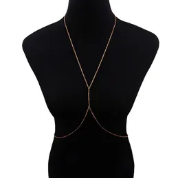 Fashion Body Chain Bra Necklace Harness for Women Summer Sexy Bikini Crystal Belly Waist Chain Beach Jewelry