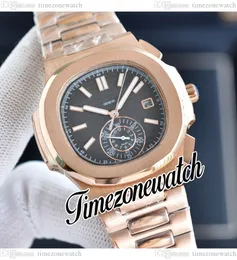 40,5 mm 5980/1 A2813 Automatik-Herrenuhr 5980/1R-001 Zifferblatt mit schwarzer Textur, Roségold-Stahlarmband, kein Chronograph, Sportuhren, Zeitzonenuhr E243A4