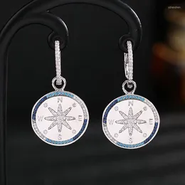 Brincos de balanço 1Pair Sexy Luxury Compass Rudder Brinco de joias de moda de argola de zircão cúbico para presente de mulher