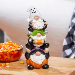 Decorative Figurines Stacked Gnome Statue Resin Ornaments Halloween Arhat Gnomes For Table Bookshelf Decorations