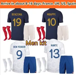Mens soccer Sets French jersey 2022 BENZEMA MBAPPE KANTE 2023 Adultes maillot de football pour shorts et chaussettes
