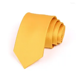 Bow Ties Brand For Men Solid Yellow Striped 2.75 Inch Gravata Profession Work Corbatas Casual Necktie High Quality Mens Tie Gift Box