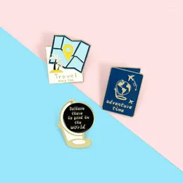 Brooches Travel Strategy Map Globe Enamel Lapel Pins Tourism Cartoon Badges Fashion Gifts For Friends Wholesale Jewelry