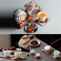 Tapis de table sous-verres ronds en résine de pin napperons résistants à la chaleur tapis de boisson thé café tasse Pad isolation étanche vaisselle