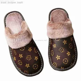 2022 New Winter Warm Thick Slippers Unisex PU Leather Slippers Printed Plush Cotton Slipper Indoor House Shoes Flat Cozy Home Slippers Winter Warm Flip Flops 110722H