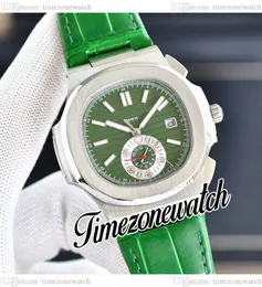 40,5 mm 5980/1 A2813 Automatyczna męska zegarek 5980 Zielona tekstura Dial Stael Zielony skórzany pasek No Chronograph Sport Watches TimeZoneWatch E243F3