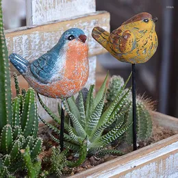 Dekorative Figuren, handgefertigt, Vintage-Zement, kleine Vogelpfähle, Gartendekoration