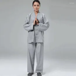Etniska kl￤der buddhistiska munkrockar kostym Shaolin kl￤der enhetlig meditation TA524