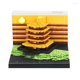 장식 인형 Omoshiroi 블록 메모장 큐브 빌딩 소형 DIY 재료 종이 레트로 스크랩북 스티커 데스크 액세서리