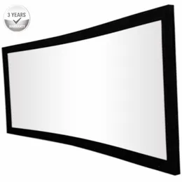 F3HWAW-169 HDTV Sound Acoustic 4K Curved Fixed Frame Home Theater Projector Projection Screen- White Woven Acoustic Transparent282n
