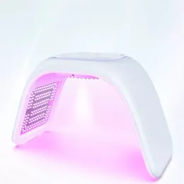 Tri-folding 372 lampor 7 Färg PDT LED-ljusterapi Ansiktsmaskin med UV Tanning Nano Spray Hot Compress EMS Lifting