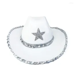 Berets performance hat hat cowboy star lantejoulas de festas infantis para homens cowgrril adulto fantasia