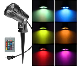 AUCDリモートMINI 6W RGB LED LAWN LAMPS OUTDOOR IP65防水スポットライト照明電球庭の風景ライトGOL01RGB6692804