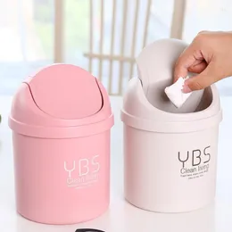 Cosmetic Bags Mini Desktop Shake Cover Trash Can With Lid Creative Storage Bucket Office Supplies Home Table Plastic Dustbin Small Waste Bin
