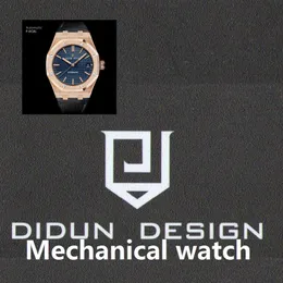Didun Men Watches Top Mechanical Automatic Watch RoseGold Male Fashion Business Watch Leather Strap Wristwatch342p