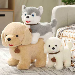 Kawaii Plushie Symulacja psów Plush Animale Toy Pchana Husky Teddy Shiba Inu Doll for Girls Ldren Christmas New Year Prezenty J220729