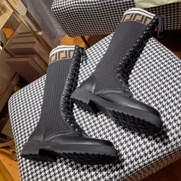 22ss Combat Boots Half Knee Boot Winter Booties Designer Women Ankle Martin Leather Fabric Platform