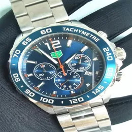 Relógios de pulso masculino de quartzo assistir Blue Sports Style Cronógrafo de piloto de ponta de alta qualidade All Aço inoxidável Clock de luminoso à prova d'água L173M